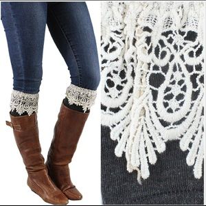 NWT Grey Lace Boot Warmers Warmer Cuff Cuffs